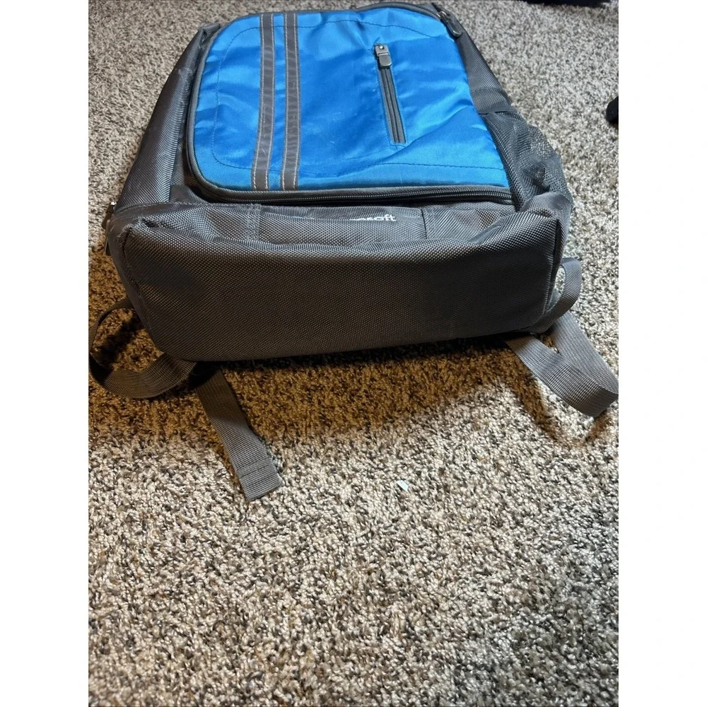 Microsoft Padded Laptop Backpack Strap Multiple Pockets Zip Blue Gray 18